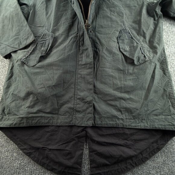 Barbour Rain Parka Heritage Brand Waxed Jacket Women Blue Hooded Size 6 US - Picture 4 of 16